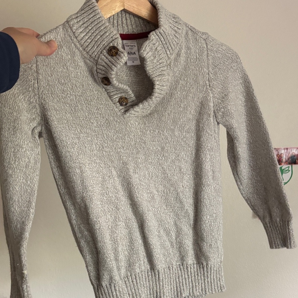 Carter kids mock neck quarter button up sweater size 6/6A